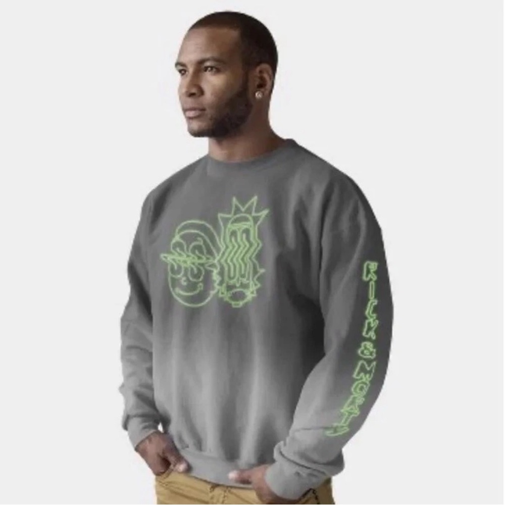 Rick and Morty Men’s‎ Medium Sweatshirt Gray Pullover